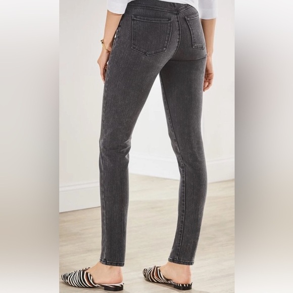 Soft Surroundings The Ultimate Denim Pull On Slim Jeans Faded Black Wash SZ M - Picture 11 of 11